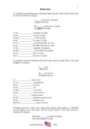 English worksheet: Present verbs