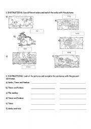 English worksheet: timon and pumbaa present continuous