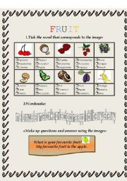 English Worksheet: Fruits