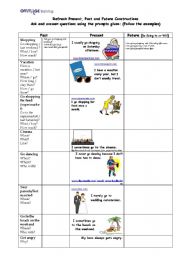 English Worksheet: Refresh Present, Past and Future Constructions