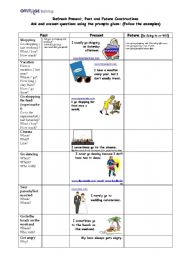 English worksheet: Refresh Present, Past and Future Constructions