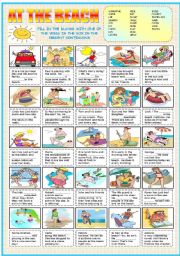 English Worksheet: AT THE BEACH - PRESENT CONTINUOUS