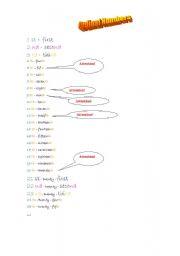 English Worksheet: Ordinal numbers