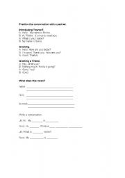 English Worksheet: Greetings and Introductions-Reading