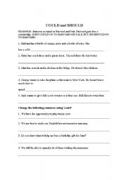 English worksheet: Could and should