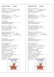 English worksheet: Friday Im in love - The Cure