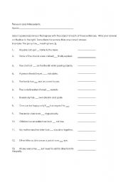 English worksheet: Pronouns and Antecedents
