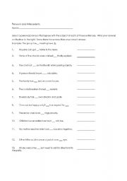 English Worksheet: Pronouns and Antecedents
