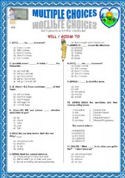 English Worksheet: WILL/GOING TO-MULTIPLE CHOICE