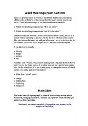 English worksheet: skim