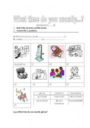 English Worksheet: Daily Routine - What time do you usually?