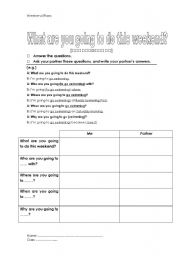 English Worksheet: Weekend Plans - going to future