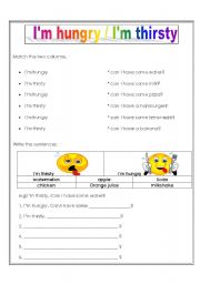 English Worksheet: Im hungry/thirsty