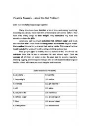 English Worksheet: Diet problem