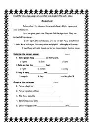 English Worksheet: reading comprehension