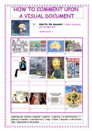 English Worksheet: HOW TO COMMENT UPON A VISUAL DOCUMENT