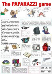 English Worksheet: PAPARAZZI!!! WATCH OUT, THEYRE EVERYWHERE!!! (GAME FOR STUDENTS, INTRODUCTORY PART)