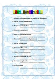 English Worksheet: PAST CONTINUOUS