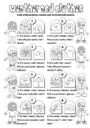 English Worksheet: Weather & clothes + imperatives