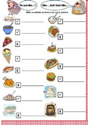 English Worksheet: Do you like...? Yes, I do  -     No, I dont  + food vocabulary