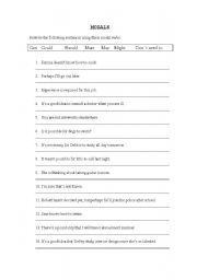 English worksheet: modals sentences