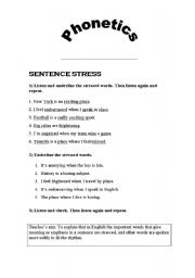 English Worksheet: SENTENCE STRESS