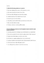 English Worksheet: pasiva