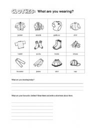 English Worksheet: Clothes: What are you wearing?
