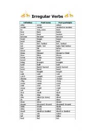 English worksheet: Irregular verbs