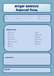 English worksheet: Referral Form