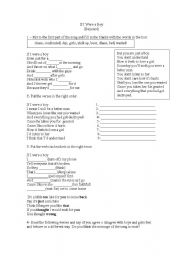 English Worksheet: If I were a boy