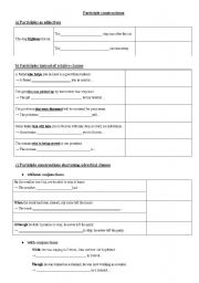 English Worksheet: Participle constructions