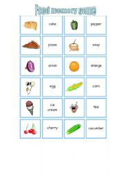 English Worksheet: food memory game(3)