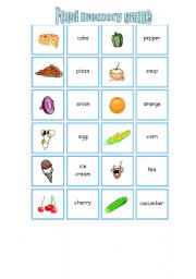 English worksheet: food memory game(3)