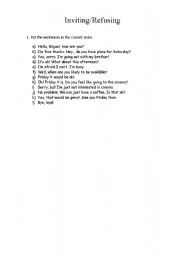 English worksheet: Exercise: Inviting/Refusing