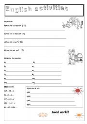 English worksheet: Review exercises