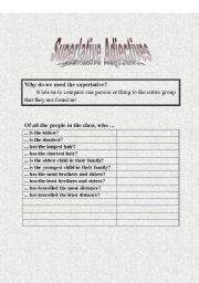 English Worksheet: Superlative Adjectives - Icebreakers