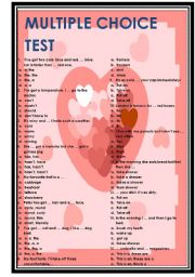 English Worksheet: a multiple-choice test in general English part two (coloured version)