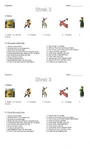 English Worksheet: Shrek 3