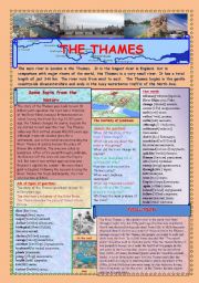 English Worksheet: THE THAMES (2 PAGES)