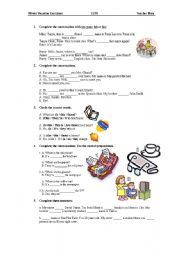 English Worksheet: Vacation Review