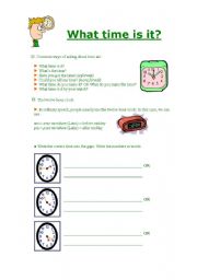 English worksheet: What time is it?