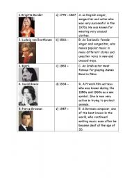 English worksheet: Famous people starting with 