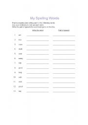 English Worksheet: spelling