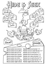 English Worksheet: Hide & Seek (prep. place)