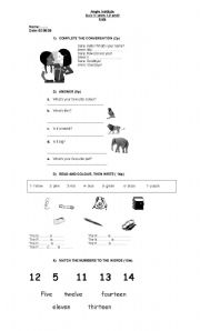 English Worksheet: kids quiz