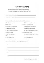 English Worksheet: Creative Writing