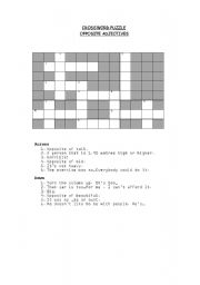 English Worksheet: Crossword puzzle