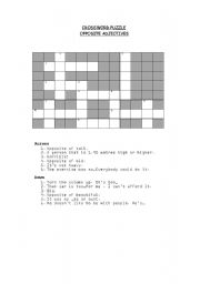 English Worksheet: Crossword puzzle
