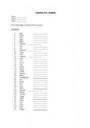 English worksheet: Opposites test